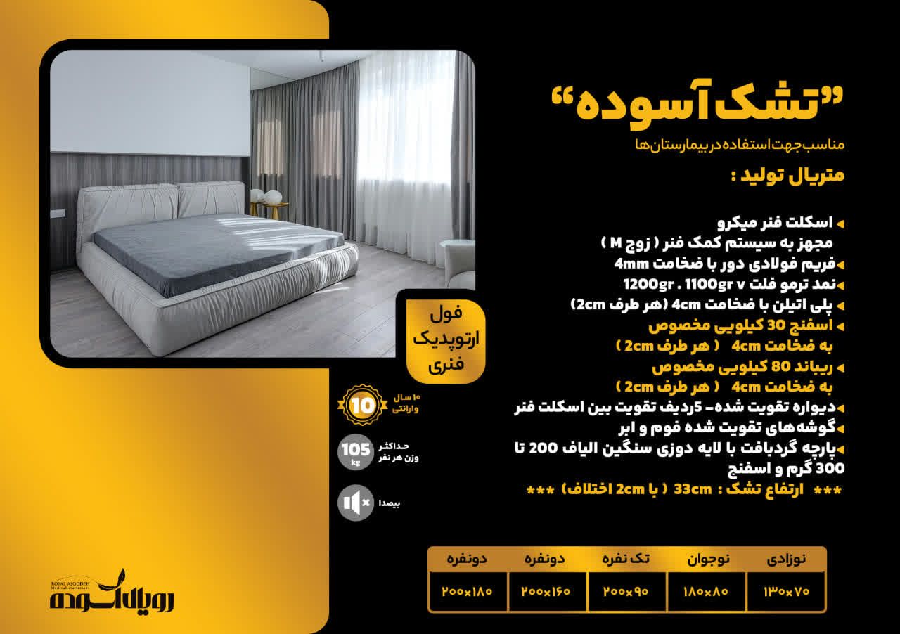 تشک فول ارتوپدیک فنری مدل آسوده - تصویر 3